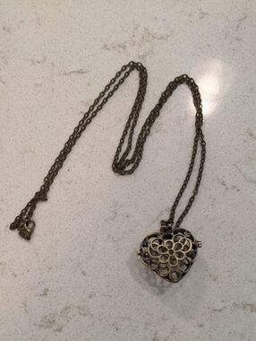Filagree Heart Locket Necklace